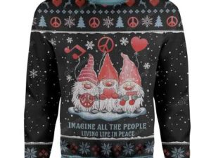 Ugly Christmas Imagine All The People Living Life In Peace Custom Sweater Apparel - Image 1