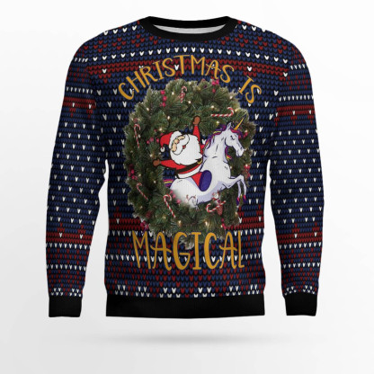 unicorn christmas is magical ugly christmas sweater 1 Unicorn Christmas Is Magical Ugly Christmas Sweater - Image 1