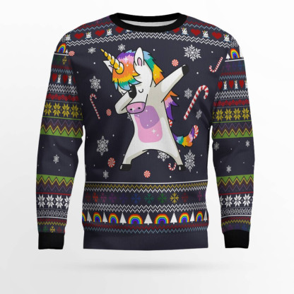 unicorn dab ugly christmas sweater 1 Unicorn Dab Ugly Christmas Sweater - Image 1