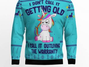 Unicorn I Dont Call It Getting Old Ugly Christmas Sweater - Image 1