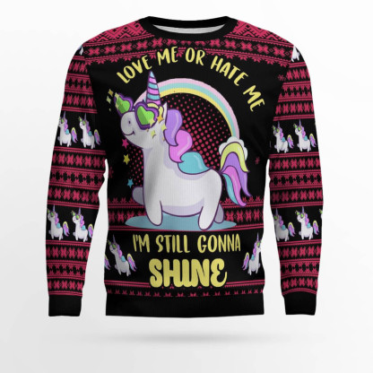 unicorn im still gonna shine ugly christmas sweater 1 Unicorn Im Still Gonna Shine Ugly Christmas Sweater - Image 1