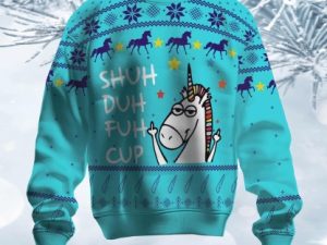Unicorn Shuh Duh Fuh Cup Ugly Christmas Sweater - Image 1