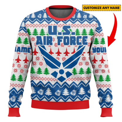 us air force custom ugly christmas sweater 1 Us Air Force Custom Ugly Christmas Sweater - Image 1