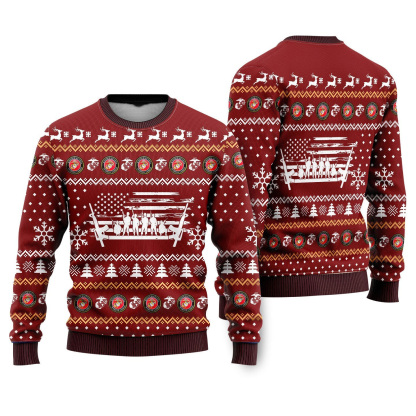 us marine corps ugly christmas sweater 1 Us Marine Corps Ugly Christmas Sweater - Image 1