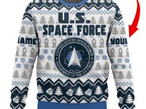 Us Space Force Custom Ugly Christmas Sweater - Image 1