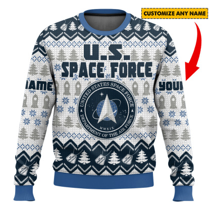 us space force custom ugly christmas sweater 1 Us Space Force Custom Ugly Christmas Sweater - Image 1