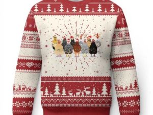 Ute Christmas Chickens Ugly Christmas Sweater Xmas Farm Animals - Image 1