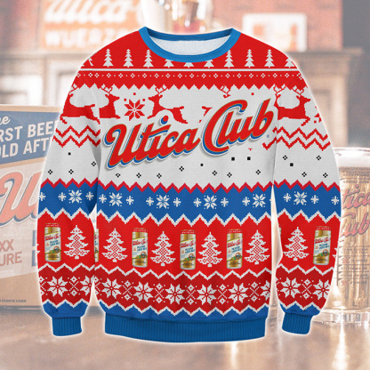 utica club ugly christmas sweater 1 Utica Club Ugly Christmas Sweater - Image 1