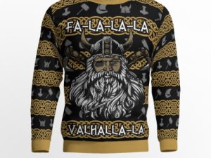 Valhalla La La La Viking Ugly Christmas Sweater - Image 1