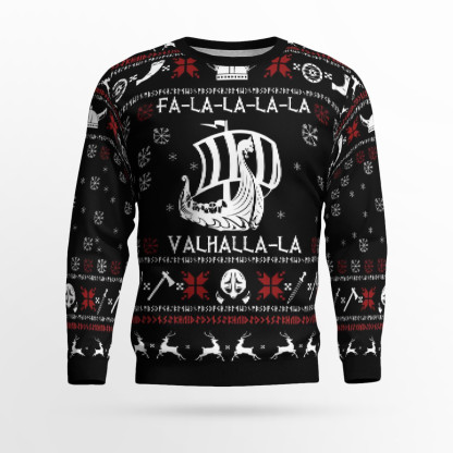 valhalla viking ugly christmas sweater 1 Valhalla Viking Ugly Christmas Sweater - Image 1