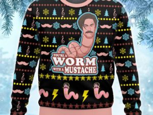 Vanderpump Rules Worm With A Mustache Funny James Kennedy Ugly Christmas Sweater - Image 1