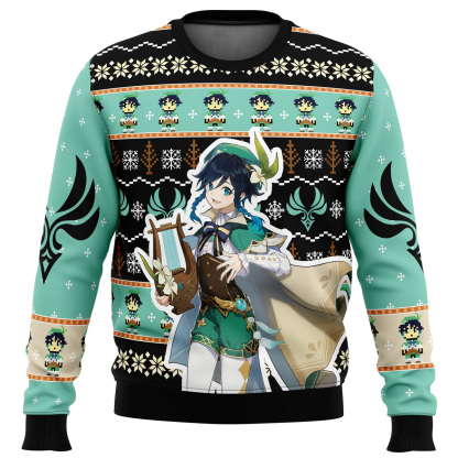venti genshin impact ugly christmas sweater 1 Venti Genshin Impact Ugly Christmas Sweater - Image 1