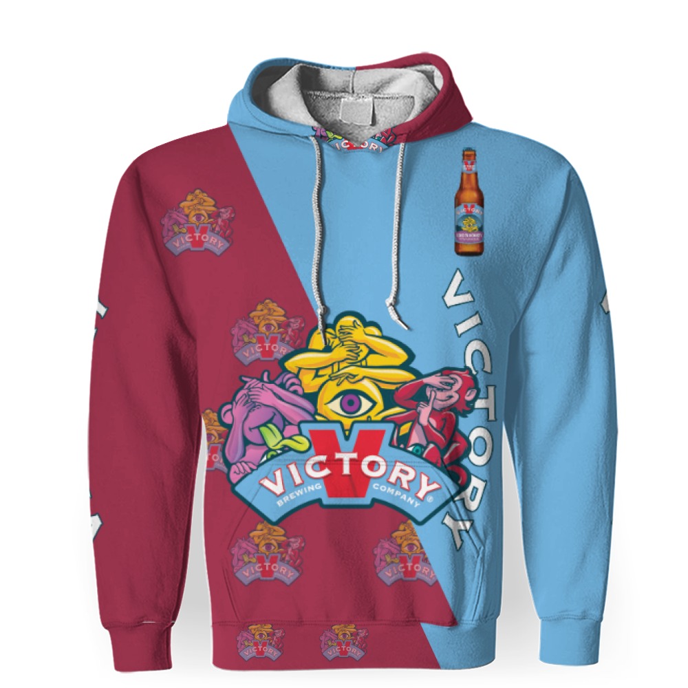 victory golden monkey and pattern logo 3d unisex hoodie 1 Victory Golden Monkey And Pattern Logo-3D Unisex Hoodie - Image 1