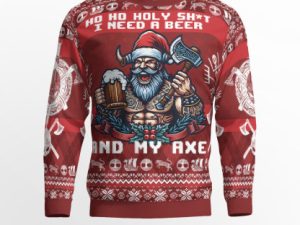 Viking Beer Axe Viking Gear Viking Ugly Christmas Sweater Holiday Gift - Image 1