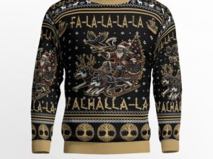 Viking Warrior Sleigh Ride Viking Valhalla Christmas Adventure Viking Ugly Christmas Sweater - Image 1