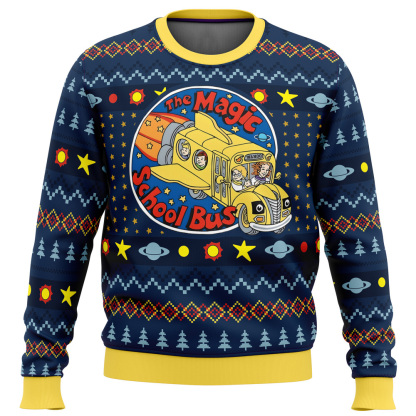 wahoo the magic school bus ugly christmas sweater 1 Wahoo The Magic School Bus Ugly Christmas Sweater - Image 1