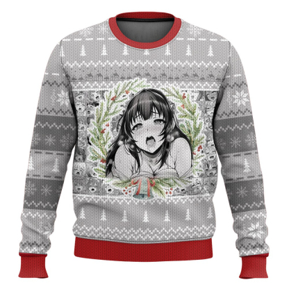 waifu nekko ahegao ugly christmas sweater 1 Waifu Nekko Ahegao Ugly Christmas Sweater - Image 1