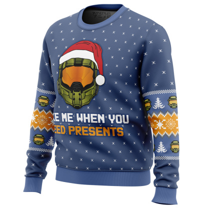 wake me when you need presents halo ugly christmas sweater holiday gift 2 Wake Me When You Need Presents Halo Ugly Christmas Sweater Holiday Gift - Image 2