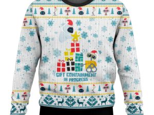 Wall E Gift Containment In Process Ugly Christmas Sweater - Image 1