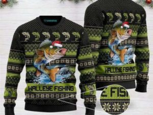 Walleye Fishing Ugly Christmas Sweater - Image 1