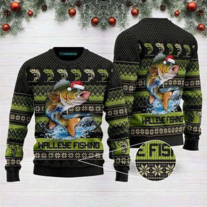 walleye fishing ugly christmas sweater 1 Walleye Fishing Ugly Christmas Sweater - Image 1