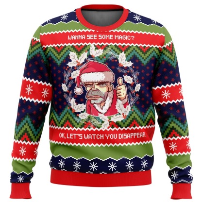 wanna see some magic bad santa ugly christmas sweater 1 Wanna See Some Magic Bad Santa Ugly Christmas Sweater - Image 1