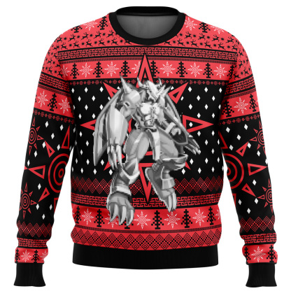 wargreymon digimon ugly christmas sweater 1 Wargreymon Digimon Ugly Christmas Sweater - Image 1