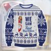 We Saw Pabst Blue Ribbon Ugly Christmas Sweater - Image 1