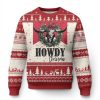 Western Xmas Ugly Christmas Sweater Howdy Christmas Cow Skull Xmas Wreath - Image 1