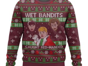 Wet Bandits Caught Red Handed Home Alone Ugly Christmas Sweater - Image 1