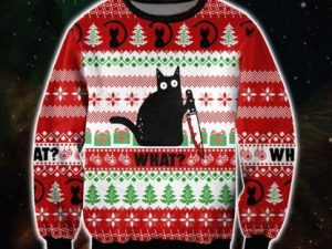 What Black Cat Ugly Christmas Sweater - Image 1