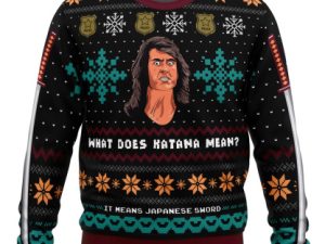 What Does Katana Mean Samurai Cop Ugly Christmas Sweater - Image 1