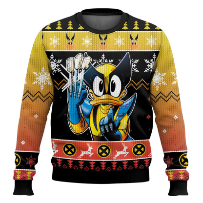 what if donal duck became wolverine ugly christmas sweater 1 What If Donal Duck Became Wolverine Ugly Christmas Sweater - Image 1