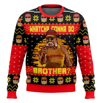 whatcha gonna do brother hulk hogan ugly christmas sweater 1 Whatcha Gonna Do Brother Hulk Hogan Ugly Christmas Sweater - Image 1