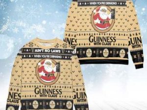 When You Drinking Iconic Irish Stout With Santa Claus Ugly Christmas Sweater - Image 1