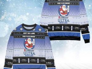 When You Drinking Michelob Ultra With Santa Claus Ugly Christmas Sweater - Image 1