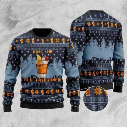 whiskey call me old fashioned ugly christmas sweater 1 Whiskey Call Me Old Fashioned Ugly Christmas Sweater - Image 1
