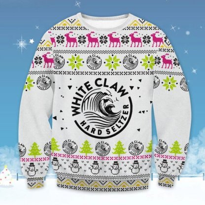 white claw hard seltzer ugly christmas sweater 1 White Claw Hard Seltzer Ugly Christmas Sweater - Image 1