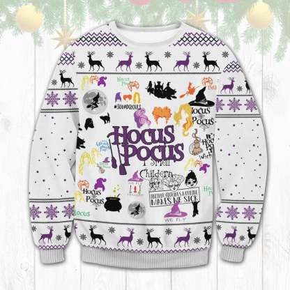 white make me sick hocus pocus ugly christmas sweater 1 White Make Me Sick Hocus Pocus Ugly Christmas Sweater - Image 1