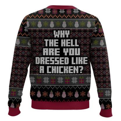why the hell are you dressed like a chicken alone ugly christmas sweater 2 Why The Hell Are You Dressed Like A Chicken Alone Ugly Christmas Sweater - Image 2