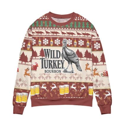 wild turkey bourbon snowflake pattern ugly christmas sweater 1 Wild Turkey Bourbon Snowflake Pattern Ugly Christmas Sweater - Image 1
