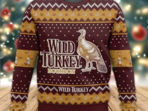 Wild Turkey Bourbon Whiskey Ugly Christmas Sweater - Image 1