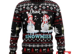Wine Snowmies Ugly Christmas Sweaters - Image 1