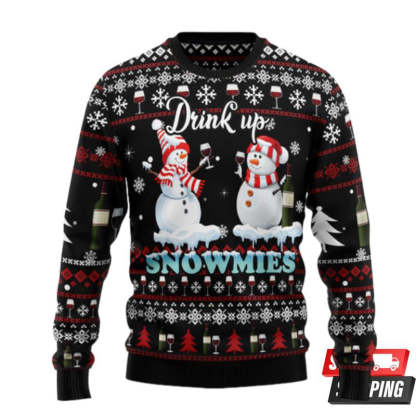 wine snowmies ugly christmas sweaters 1 Wine Snowmies Ugly Christmas Sweaters - Image 1