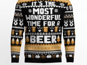 Wonderful Time For A Beer Ugly Christmas Sweater - Image 1