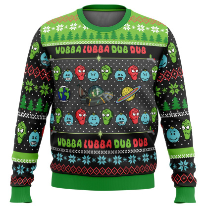 wubba lubba rick and morty ugly christmas sweater 1 Wubba Lubba Rick And Morty Ugly Christmas Sweater - Image 1