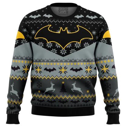 xmas batman comics ugly christmas sweater 1 Xmas Batman Comics Ugly Christmas Sweater - Image 1