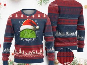 Xmas Cat Ugly Christmas Sweater Ew People Meowy Kitten Lovers - Image 1