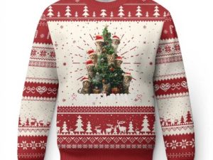 Xmas Cat Ugly Christmas Sweater Santa Paw And Claw Cats Xmas Tree - Image 1