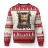 Xmas Cat Ugly Christmas Sweater Vintage Kitten Royal Victorian Holly Wreath - Image 1